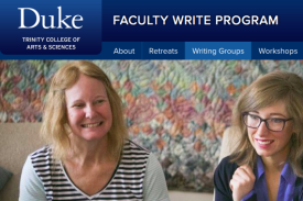 Screenshot from Faculty Write webpage showing photos of writing groups